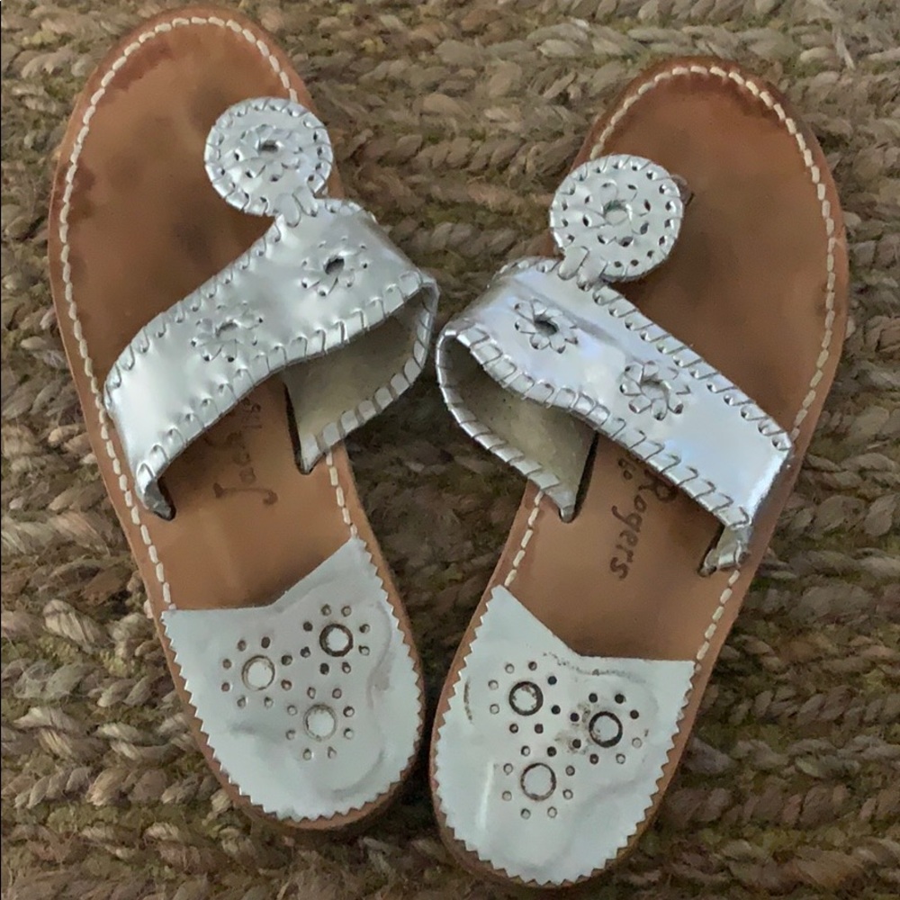 Jack Rogers silver sandals